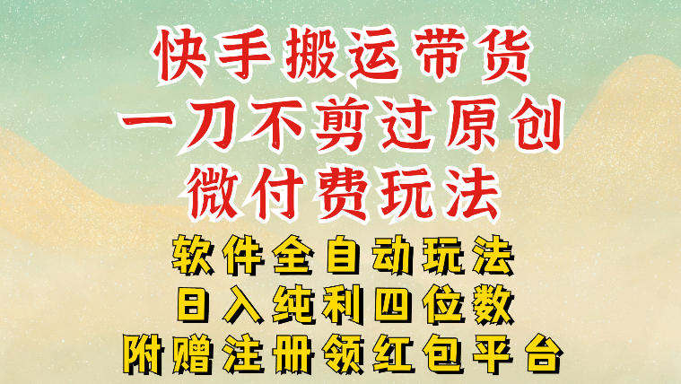 快手搬运带货，一刀不剪过原创，微付费玩法，软件全自动玩法，日入纯利四位数【揭秘】-灼光资源宝库