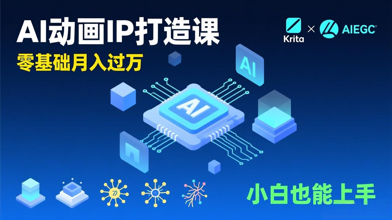 AI动画新手变现课，Krita+AIGC、模型训练、商单资源，零基础月入过万，小白也能上手-灼光资源宝库