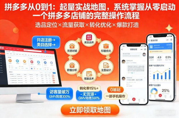 拼多多从0到1：起量实战地图，系统掌握从零启动一个拼多多店铺的完整操作流程-灼光资源宝库