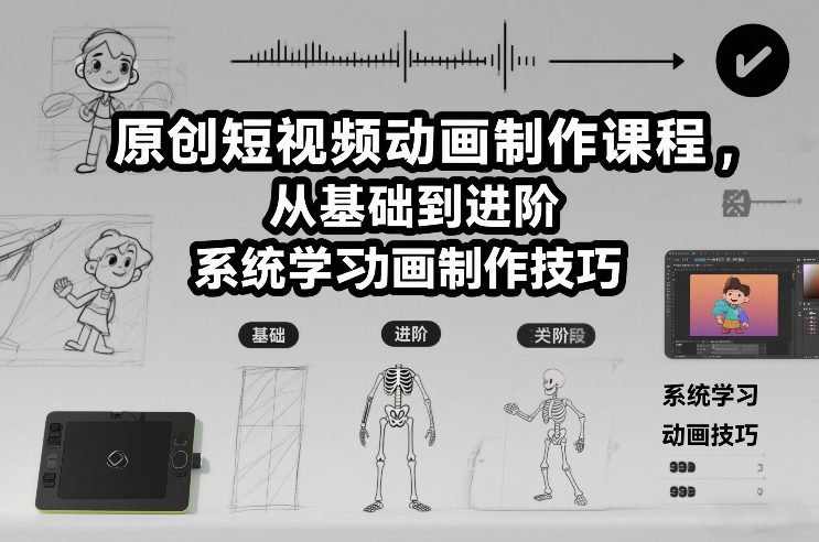 原创短视频动画制作课程,从基础到进阶,系统学习动画制作技巧-灼光资源宝库