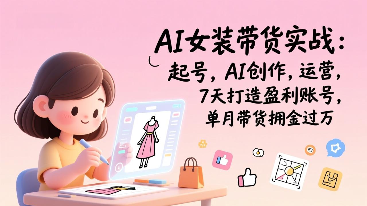 AI女装带货实战:起号,AI创作,运营,7天打造盈利账号,单月带货佣金过万-灼光资源宝库