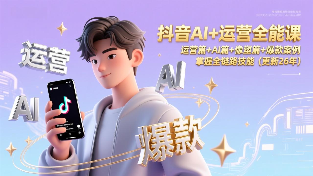 抖音AI+运营全能课，运营篇+AI篇+像塑篇+爆款案例，掌握全链路技能(更新26年-灼光资源宝库