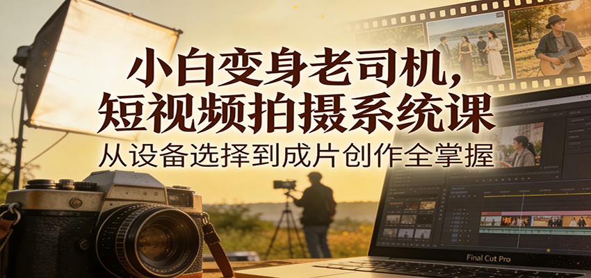 小白变身老司机，短视频拍摄系统课，从设备选择到成片创作全掌握-灼光资源宝库