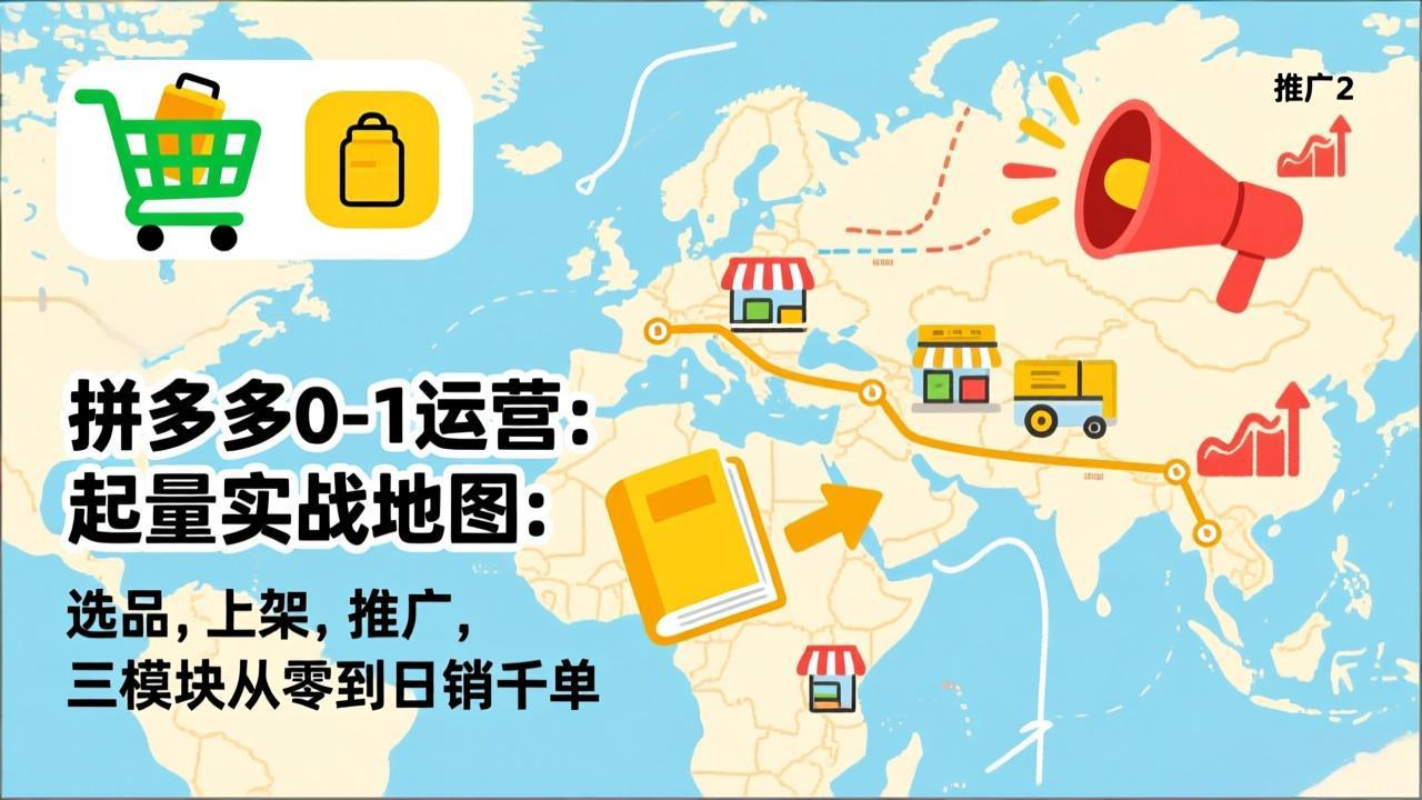 拼多多0-1运营：起量实战地图：选品，上架，推广，三模块从零到日销千单-灼光资源宝库