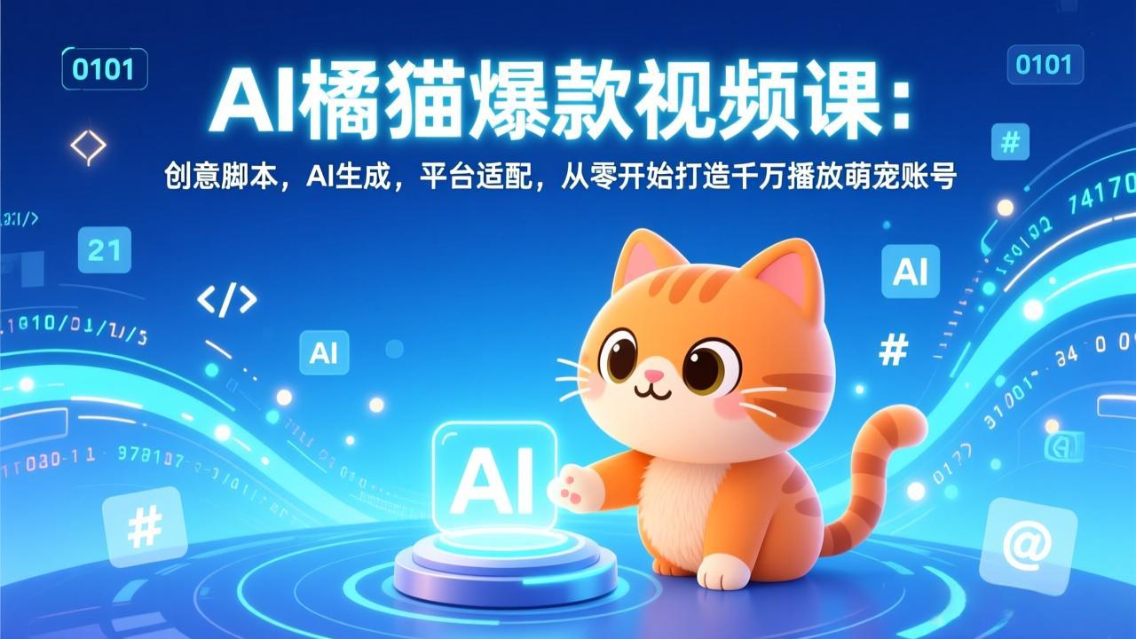 AI橘猫爆款视频课：创意脚本，AI生成，平台适配，从零开始打造千万播放萌宠账号-灼光资源宝库