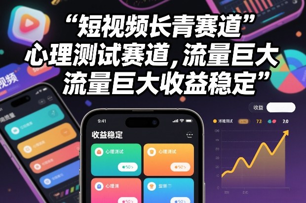 短视频长青赛道，心里测试赛道，流量巨大，收益稳定-灼光资源宝库
