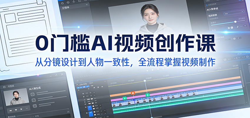 0门槛AI视频创作课：从分镜设计到人物一致性，全流程掌握视频制作-蘑菇资源宝库