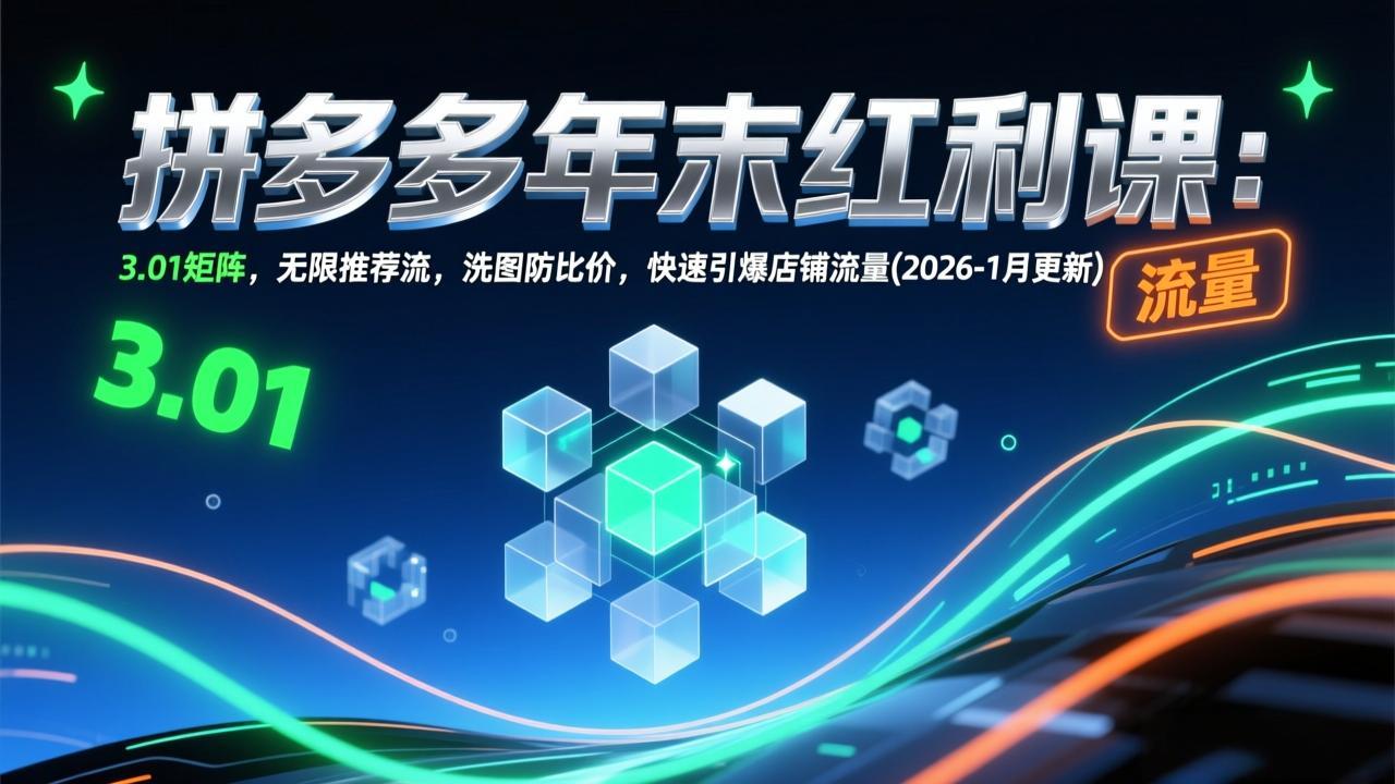 拼多多年末红利课：3.01矩阵，无限推荐流，洗图防比价，快速引爆店铺流量(2026-1月更新-灼光资源宝库