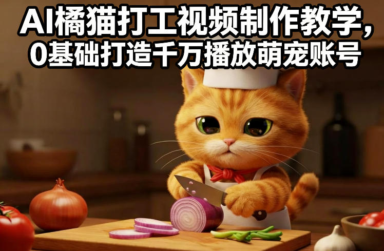 AI橘猫打工视频制作教学，流量狂飙，0基础打造千万播放萌宠账号-蘑菇资源宝库