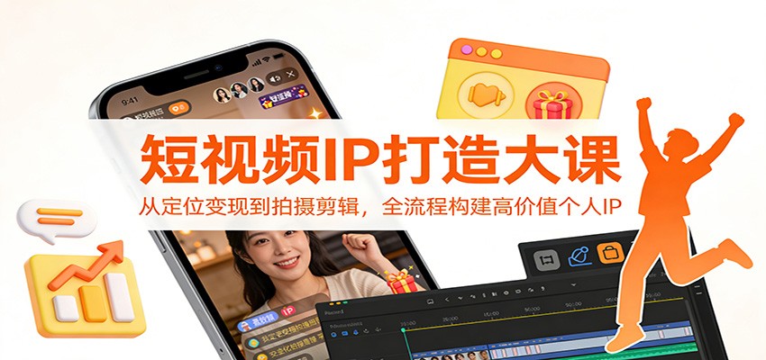 短视频IP打造大课：从定位变现到拍摄剪辑，全流程构建高价值个人IP-灼光资源宝库