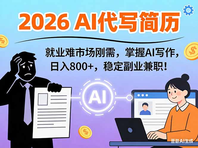 AI代写简历，超暴利，用万能模板月入1-3万实战教程，2026年市场刚需！-灼光资源宝库