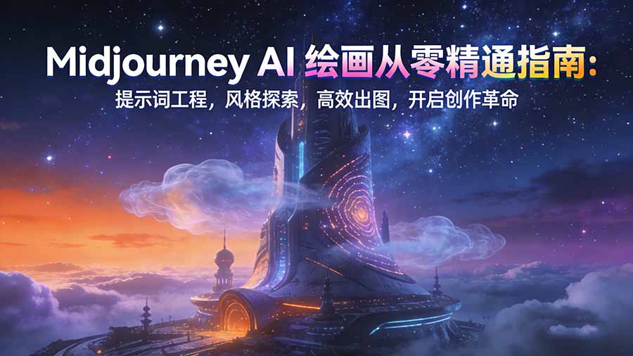 Midjourney AI绘画从零精通指南：提示词工程，风格探索，高效出图，开启创作革命-灼光资源宝库