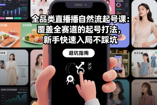 全品类直播自然流起号课：覆盖全赛道的起号打法，新手快速入局不踩坑-蘑菇资源宝库