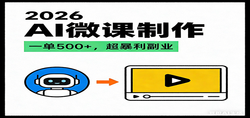 2026AI 风口最稳副业：微课代写制作，一单 500+，人人可做的蓝海项目-灼光资源宝库