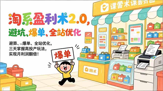 淘系盈利术2.0，避坑、爆单、全站优化，三天掌握高投产玩法，实现月利润翻倍！-灼光资源宝库