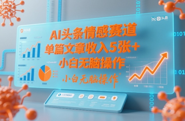 AI头条情感赛道，单篇文章收入5张+，小白无脑操作-灼光资源宝库