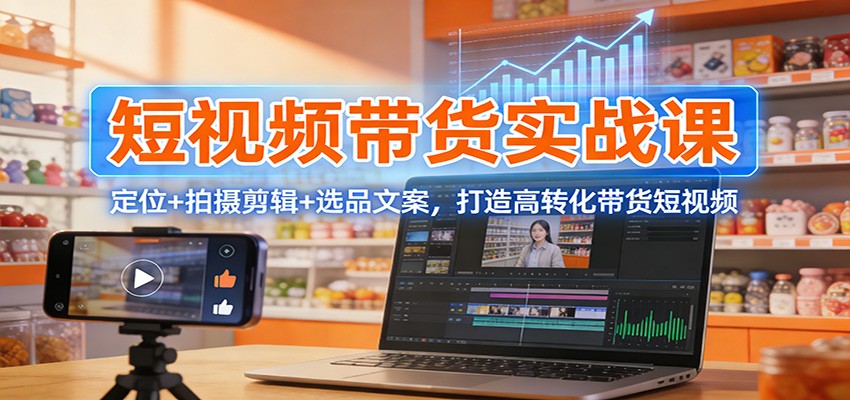 短视频带货实战课：定位+拍摄剪辑+选品文案，打造高转化带货短视频-灼光资源宝库