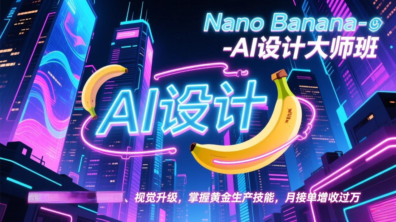 Nano Banana-AI设计大师班，修图合成、广告创作、视觉升级，掌握黄金生产技能，月接单增收过万-灼光资源宝库