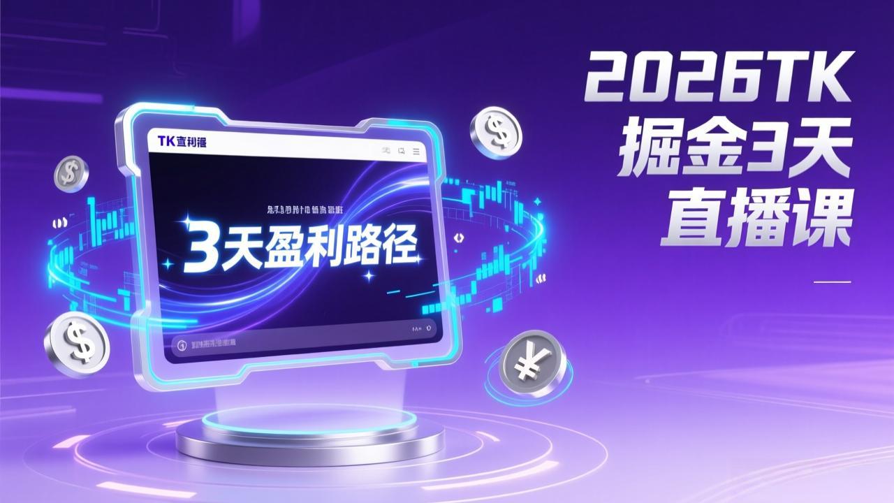2026TK掘金直播课,起号涨粉+直播带货+商单变现+3天打通盈利路径,月入过万美金-灼光资源宝库