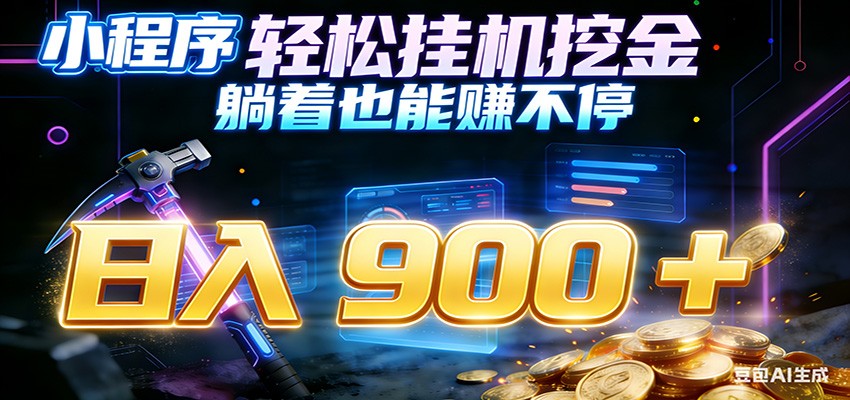 小程序挂机挖金，自动赚金币换现金，多号并行日入900+，轻松搞副业-灼光资源宝库