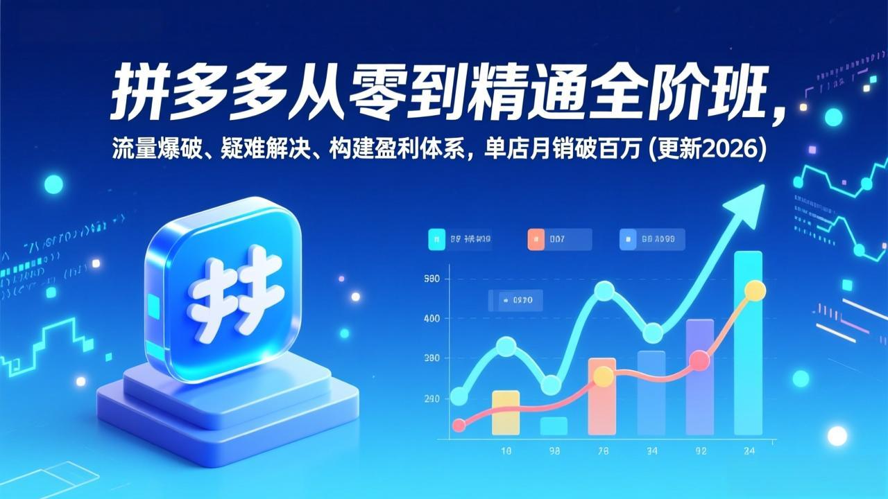 拼多多从零到精通全阶班，流量爆破、疑难解决，构建盈利体系，单店月销破百万(更新2026-灼光资源宝库