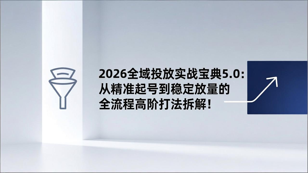 2026全域投放实战宝典5.0：从精准起号到稳定放量的全流程高阶打法拆解！-灼光资源宝库