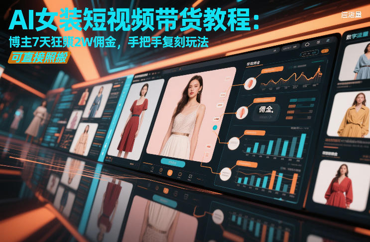AI女装短视频带货教程：博主7天狂賺2W佣金，手把手复刻玩法，可直接照搬-灼光资源宝库