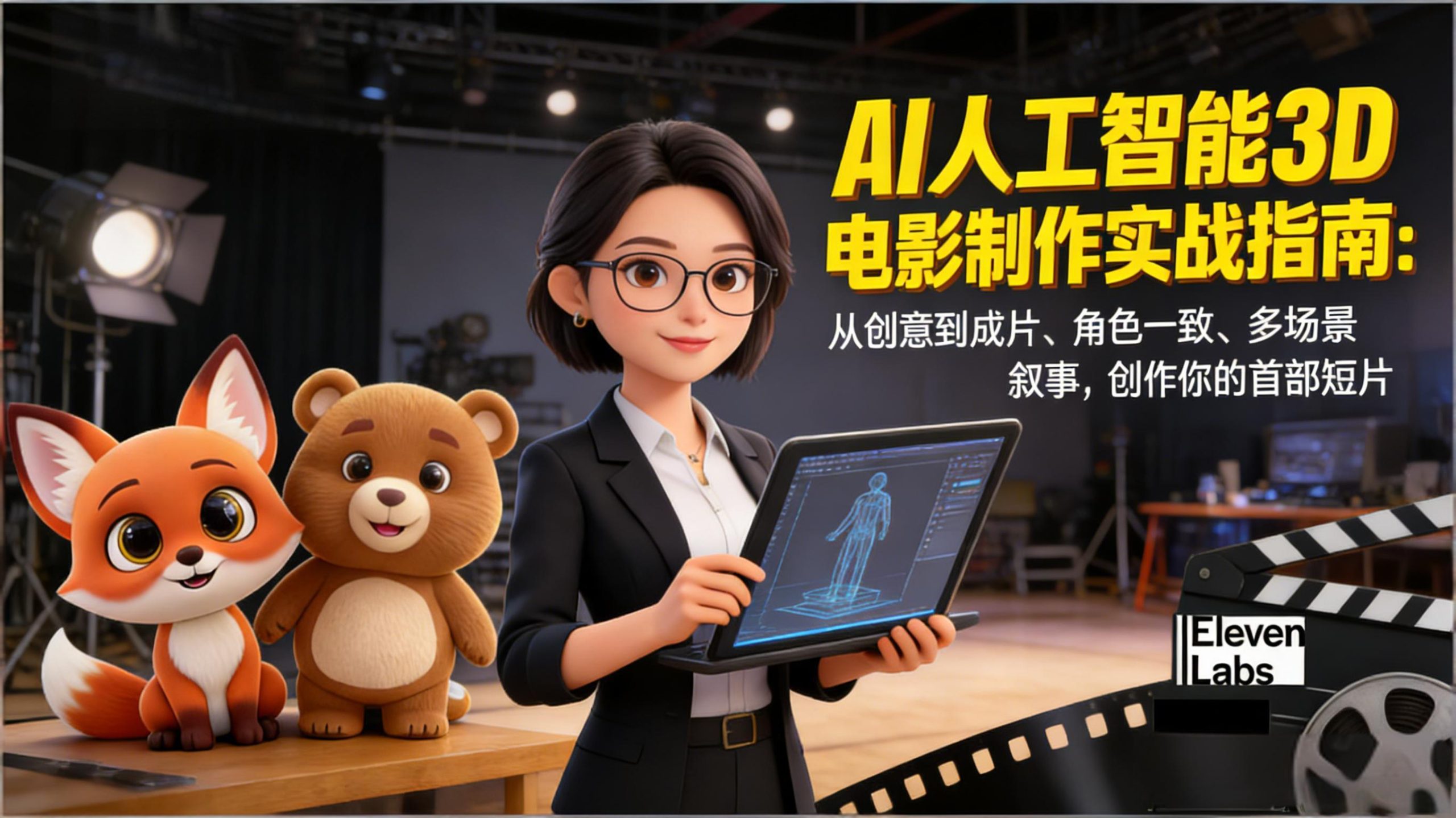 AI人工智能3D电影制作实战指南：从创意到成片、角色一致、多场景叙事，创作你的首部短片-灼光资源宝库