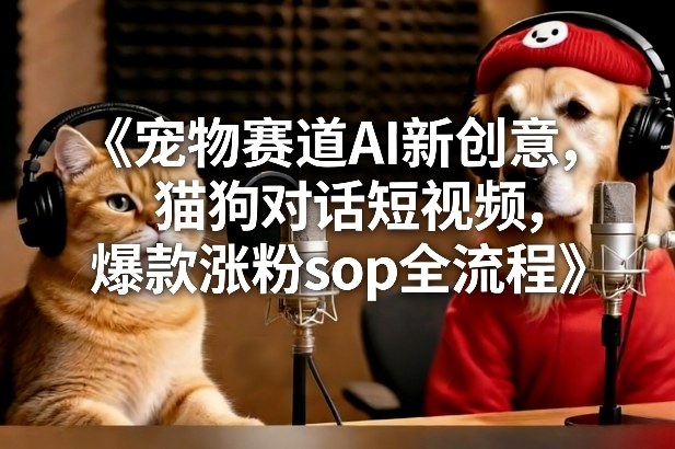 宠物赛道AI新创意，猫狗对话短视频，爆款涨粉sop全流程-灼光资源宝库