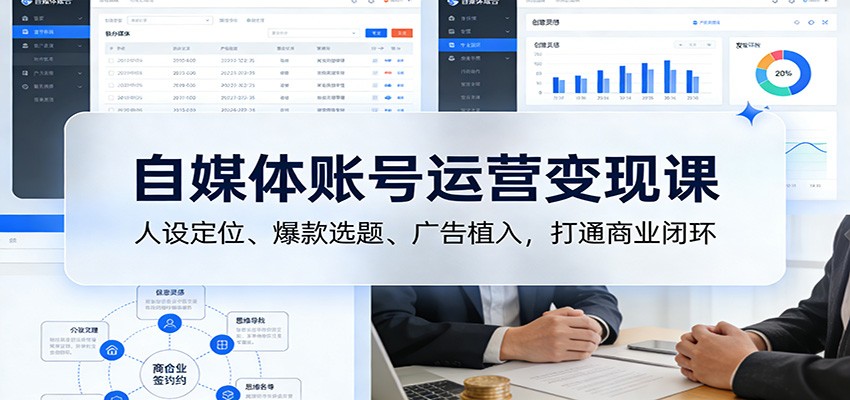自媒体账号运营变现课：人设定位、爆款选题、广告植入，打通商业闭环-灼光资源宝库