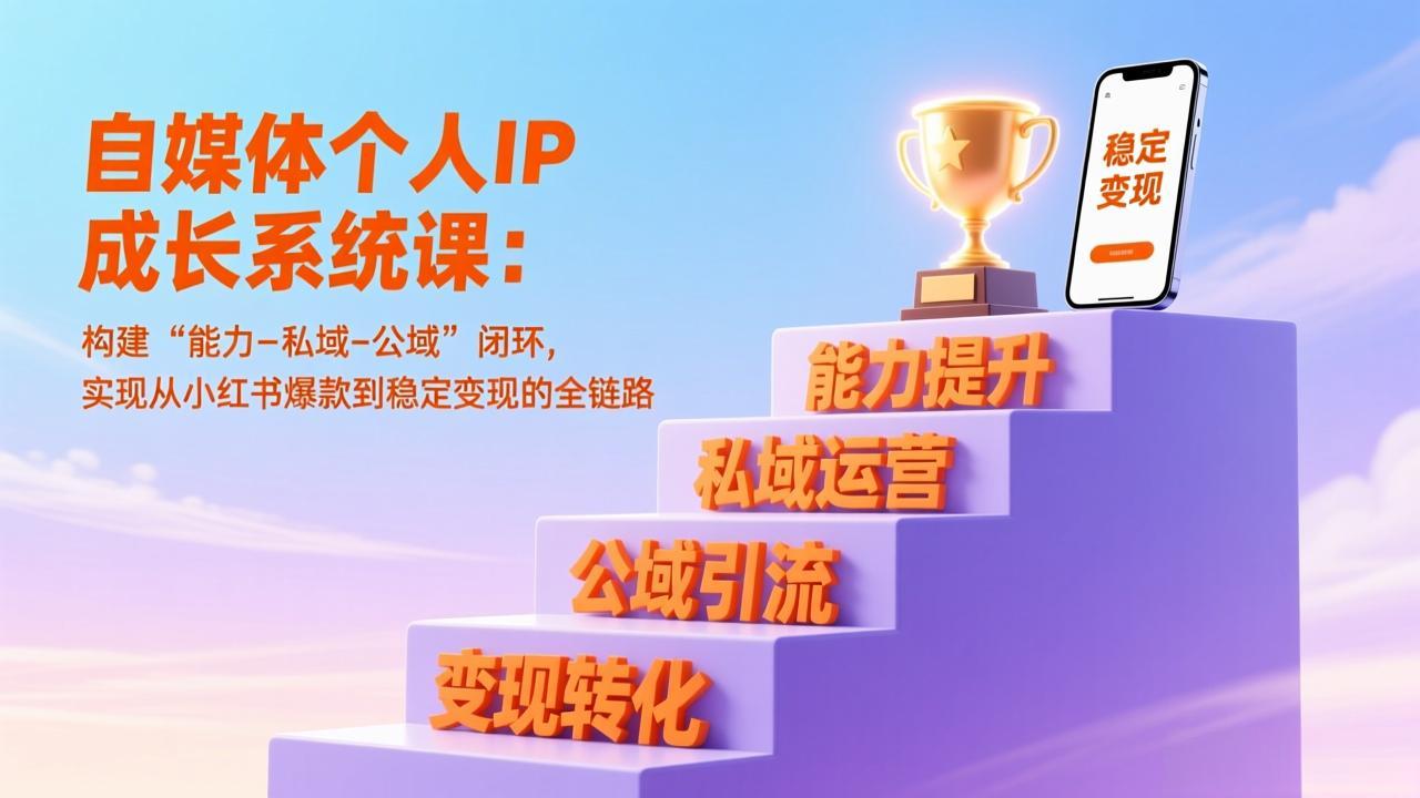 自媒体个人IP成长系统课：构建“能力-私域-公域”闭环，实现从小红书爆款到稳定变现的全链路-灼光资源宝库