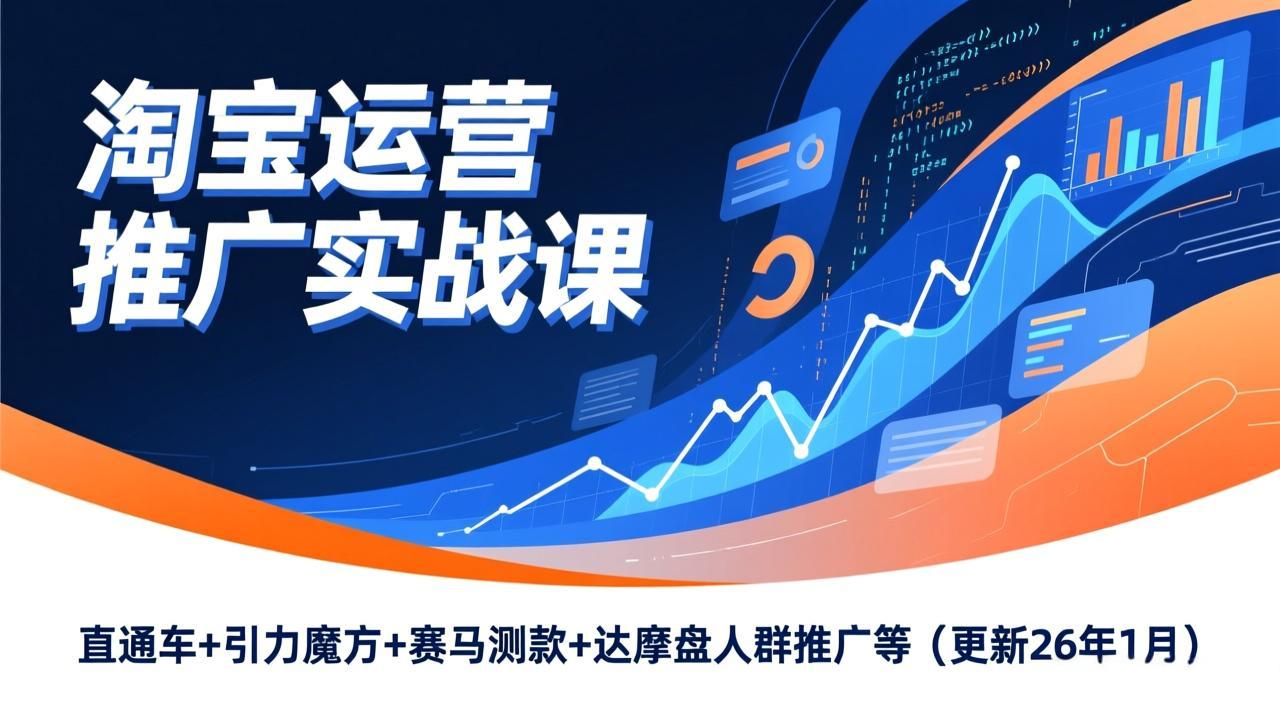 淘宝运营推广实战课，直通车+引力魔方+赛马测款+达摩盘人群推广等(更新26年1月-灼光资源宝库
