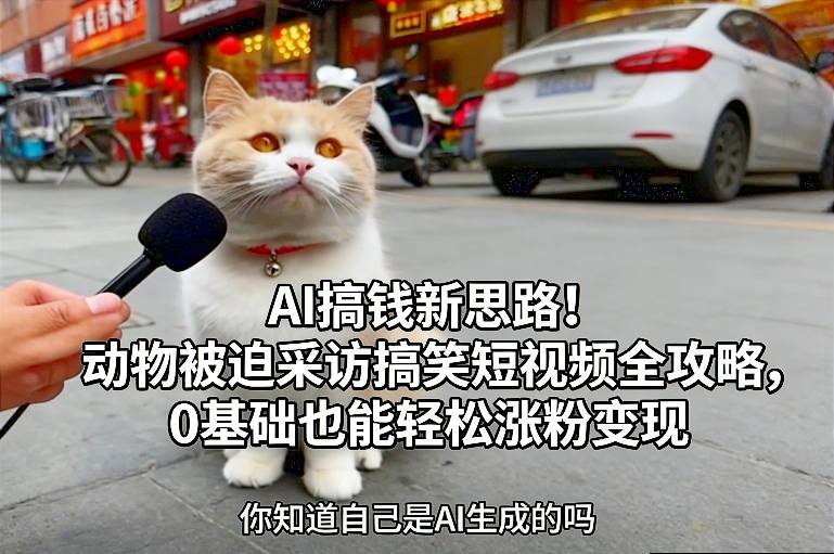 AI搞钱新思路！动物被迫采访搞笑短视频全攻略，0基础也能轻松涨粉变现-灼光资源宝库