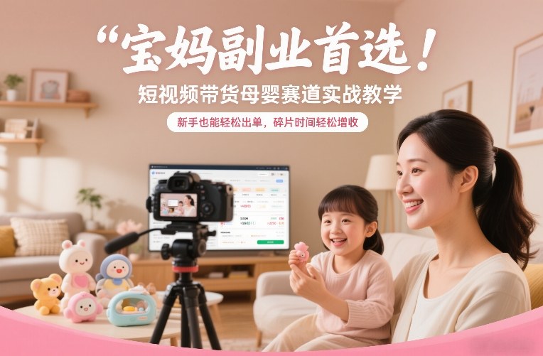 宝妈副业首选!短视频带货母婴赛道实战教学,新手也能轻松出单,碎片时间轻松增收-灼光资源宝库