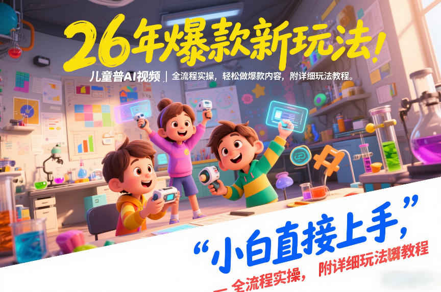 26年爆款新玩法，儿童科普AI视频，全流程实操，轻松做爆款内容，小白直接上手，附详细玩法教程-灼光资源宝库
