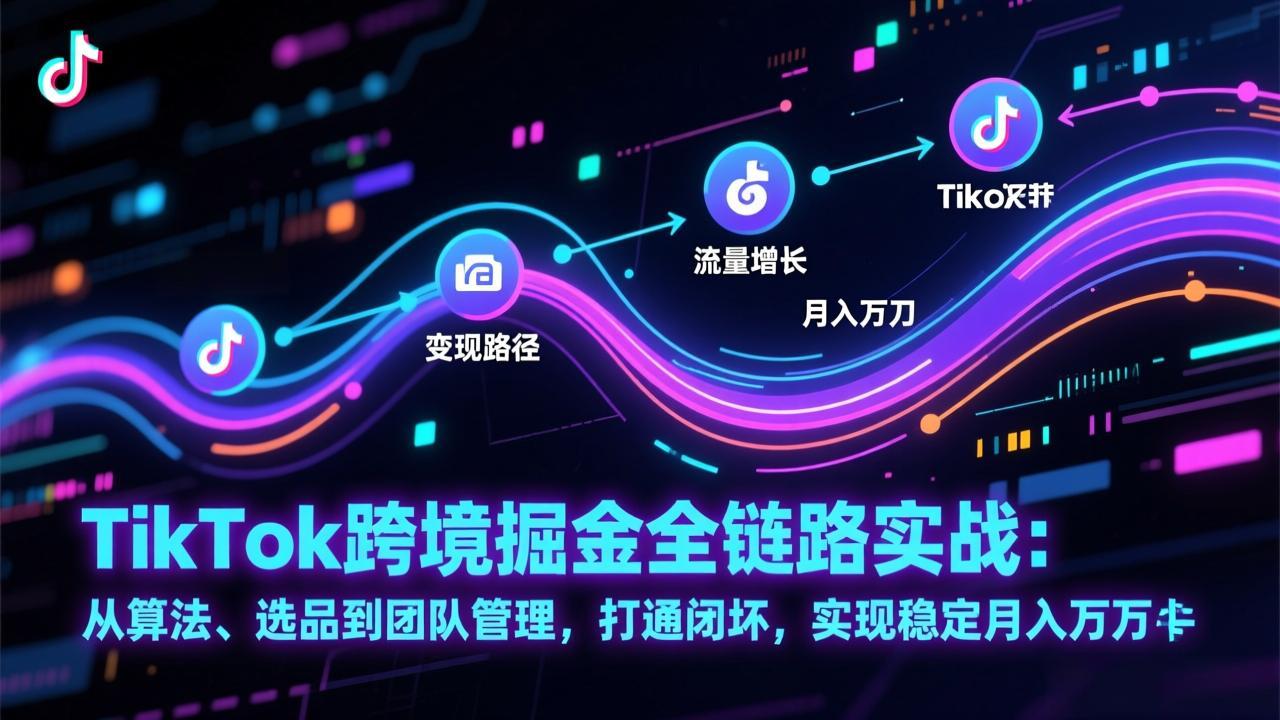 TikTok跨境掘金全链路实战：从算法、选品到团队管理，打通闭环，实现稳定月入万刀-灼光资源宝库