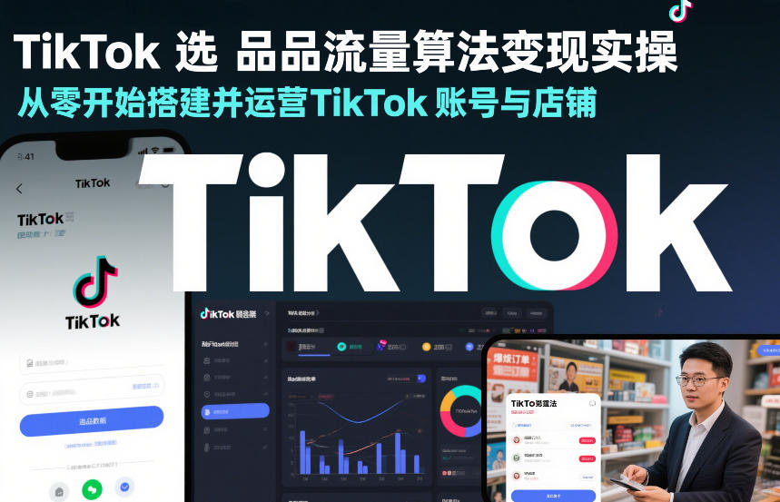TikTok选品流量算法变现实操，从零开始搭建并运营TikTok账号与店铺-灼光资源宝库