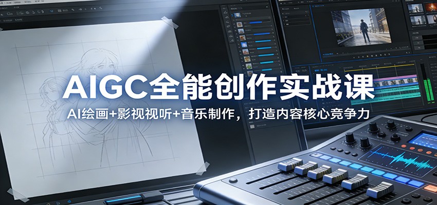 AIGC全能创作实战课：AI绘画+影视视听+音乐制作，打造内容核心竞争力-灼光资源宝库