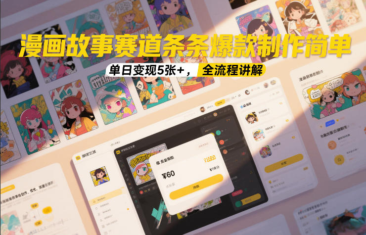 漫画故事赛道条条爆款制作简单，单日变现5张+，全流程讲解-灼光资源宝库