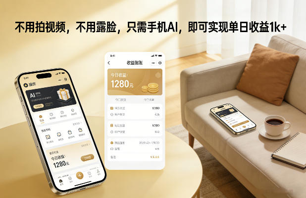 不用拍视频,不用露脸,只需手机AI,即可实现单日收益1k+【揭秘】-灼光资源宝库