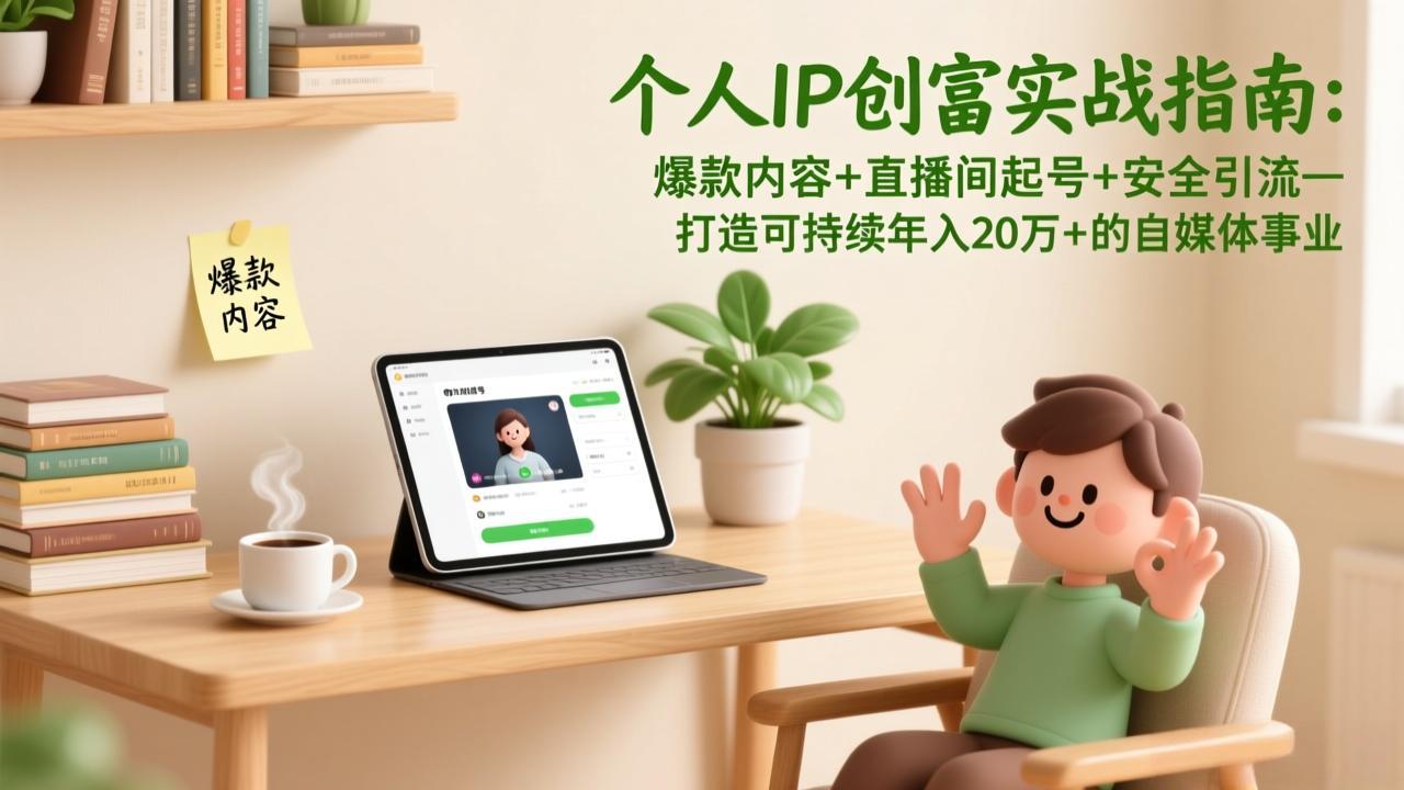 个人IP创富实战指南：爆款内容+直播间起号+安全引流，打造可持续年入20万+的自媒体事业-灼光资源宝库