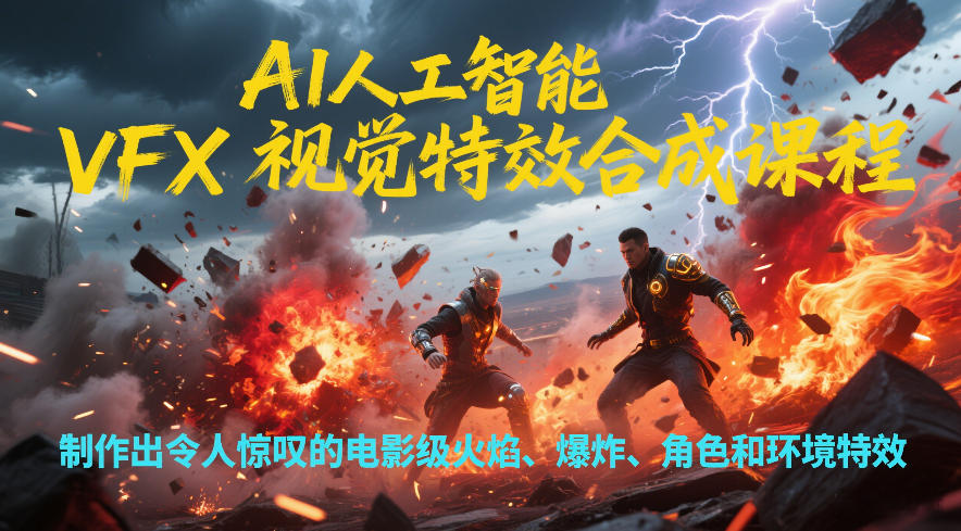 AI人工智能VFX视觉特效合成课程，制作出令人惊叹的电影级火焰、爆炸、角色和环境特效-灼光资源宝库