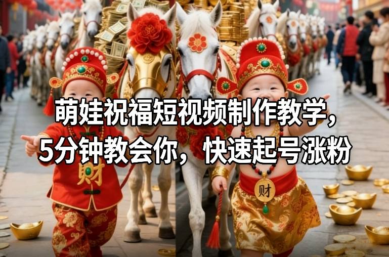 萌娃祝福短视频制作教学，5分钟教会你，快速起号涨粉-灼光资源宝库