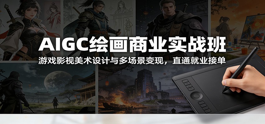 AIGC绘画商业实战班：游戏影视美术设计与多场景变现，直通就业接单-灼光资源宝库
