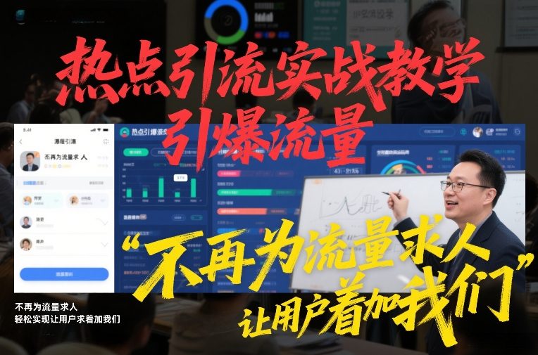 热点引流实战教学，引爆流量，不再为流量求人，轻松实现让用户求着加我们-灼光资源宝库