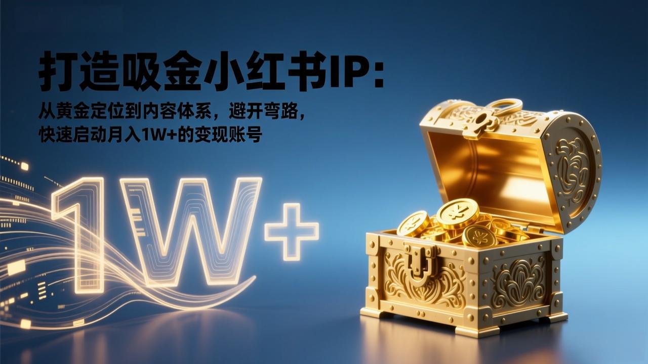 打造吸金小红书IP:从黄金定位到内容体系,避开弯路,快速启动月入1W+的变现账号-灼光资源宝库