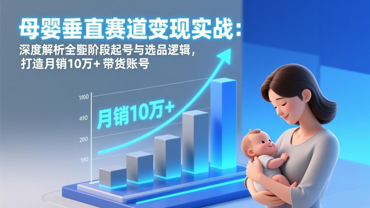 母婴垂直赛道变现实战：深度解析三大阶段起号与选品逻辑，打造月销10万+带货账号-灼光资源宝库