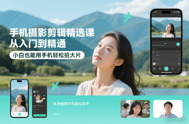 手机摄影剪辑精选课，从入门到精通，小白也能用手机轻松拍大片-灼光资源宝库