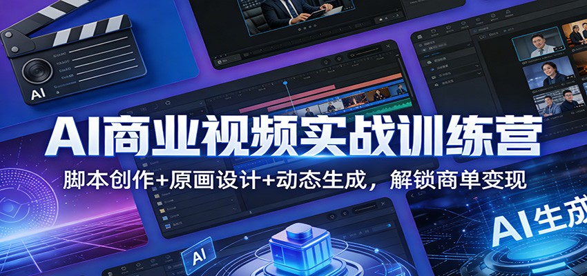 AI商业视频实战训练营：脚本创作+原画设计+动态生成，解锁商单变现-灼光资源宝库