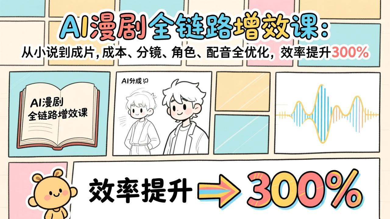 AI漫剧全链路增效课：从小说到成片，成本、分镜、角色、配音全优化，效率提升300%-灼光资源宝库